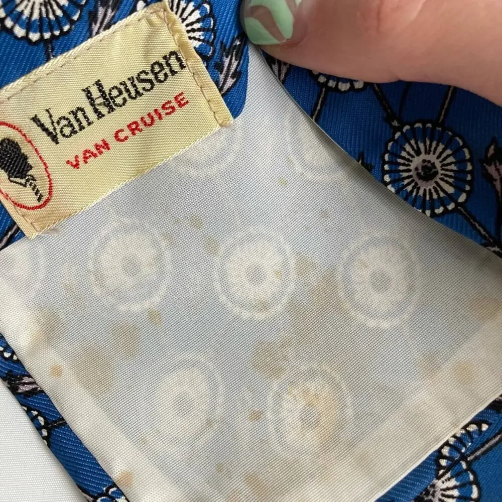 Vintage Van Heusen Van Cruise Blue Tie With Original Tags New Old Stock Rayon